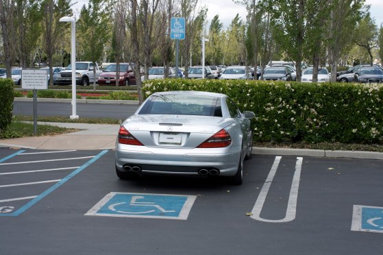 Steve Jobs's Mercedes SL 55 AMG. He did not have a license plate and often parked in handicapped spaces.